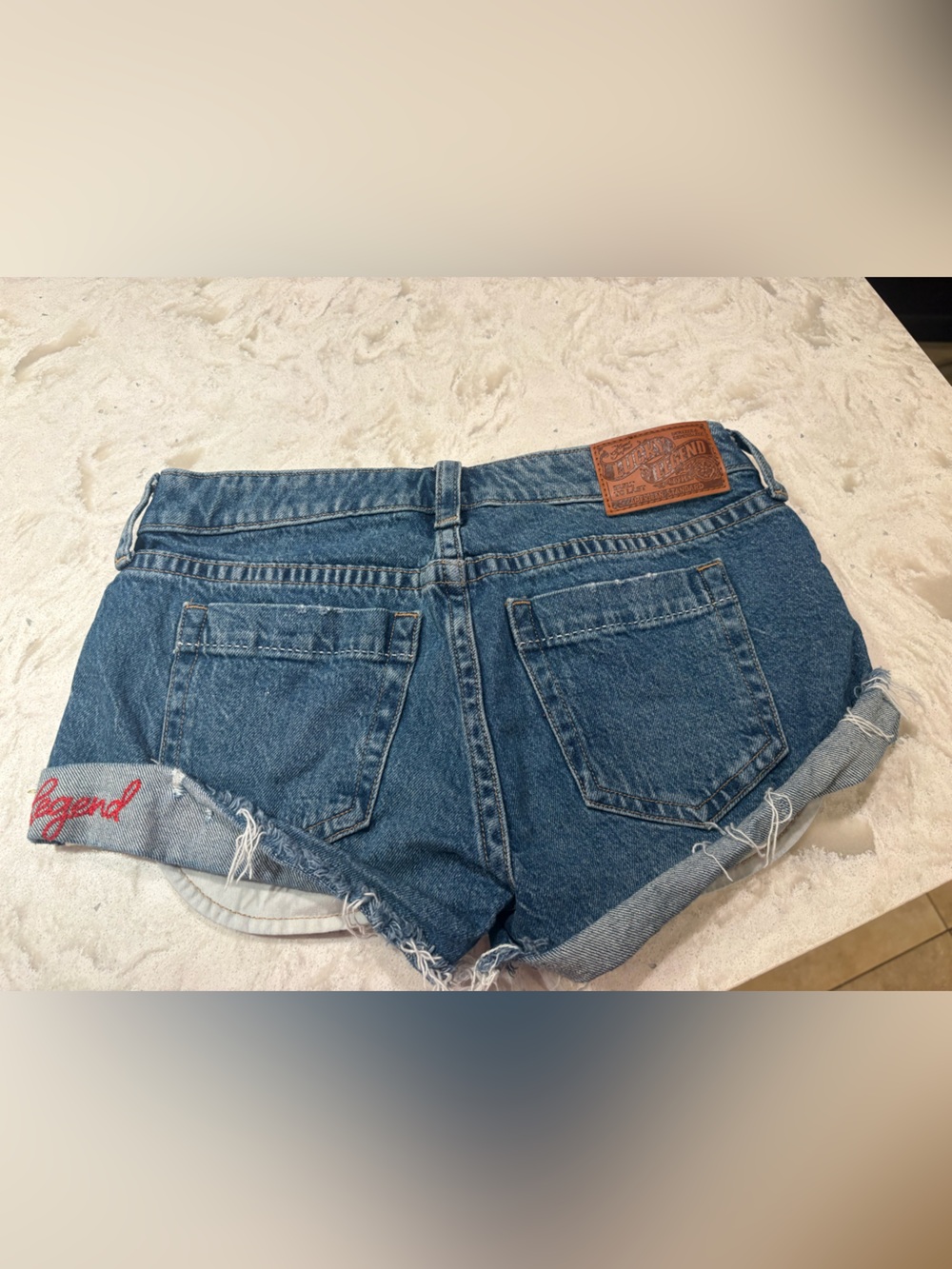 Lucky Brand Distressed Blue Denim Rolled Hem Shorts